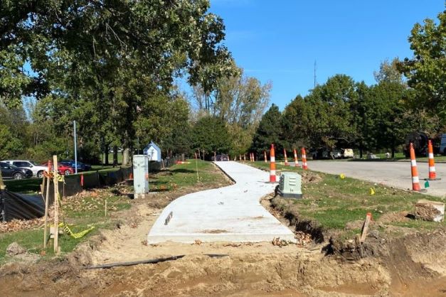 Parkland Plaza sidewalk under construction